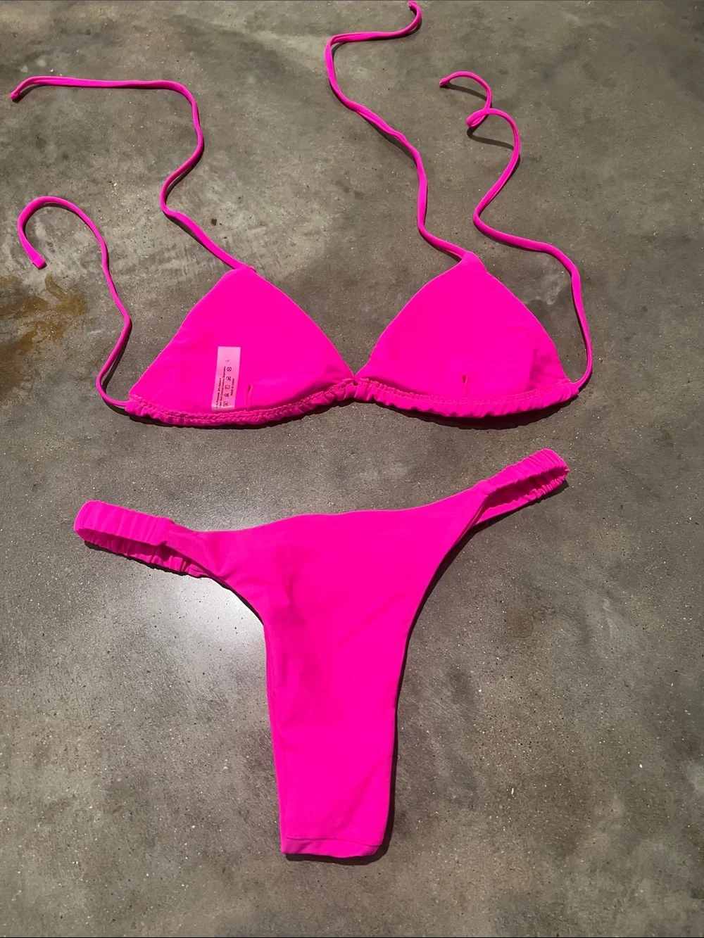 Hot Pink Triangle String Bikini Set